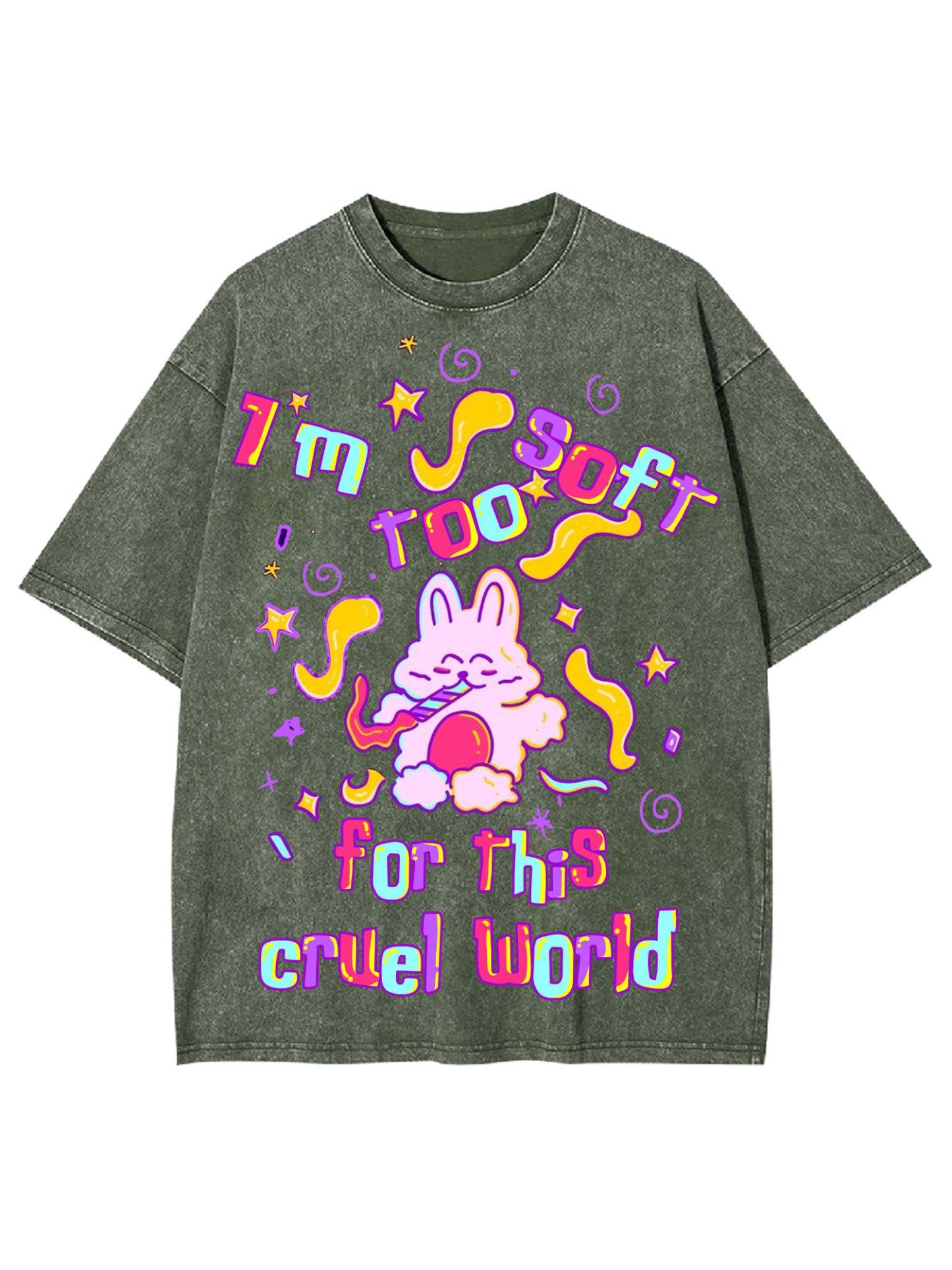 I'm Too Soft For This Cruel World Washed Tshirt
