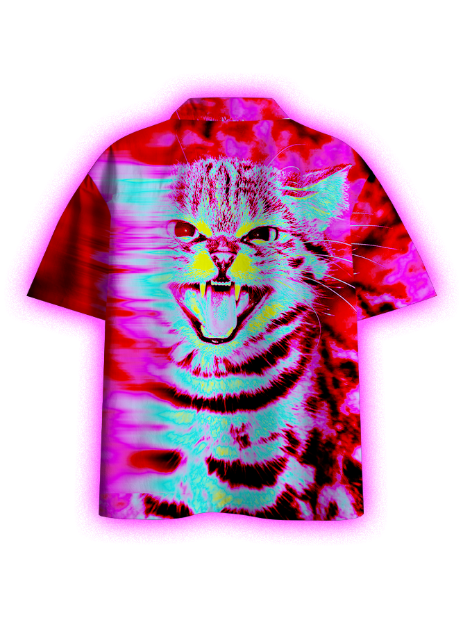 The Glitch Cat Button Up Pocket Shirt