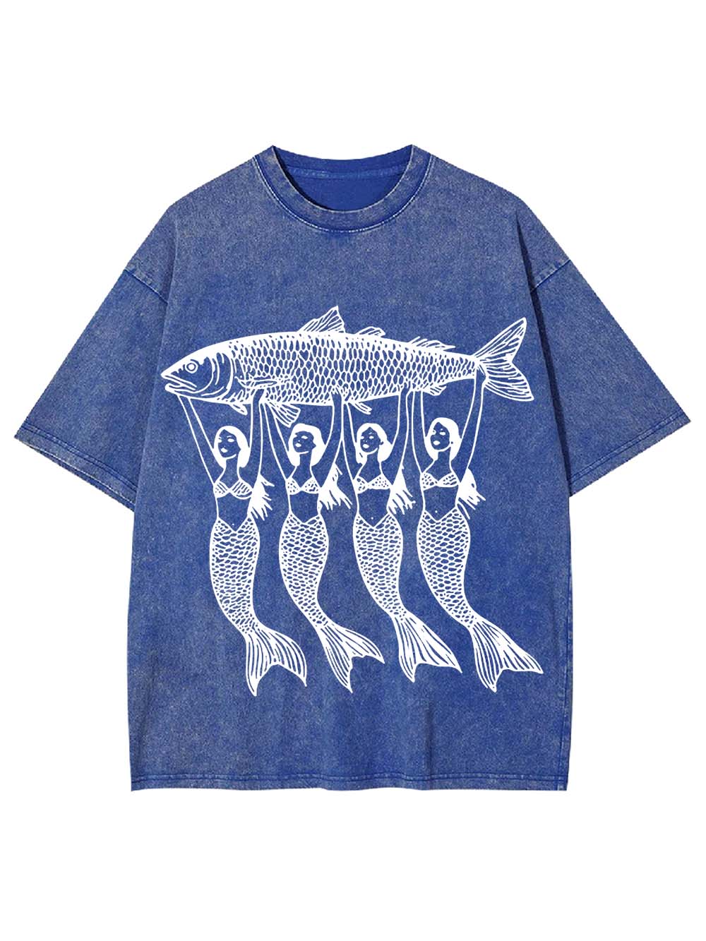 Mermaids Lifting a Fish Washed Tshirt