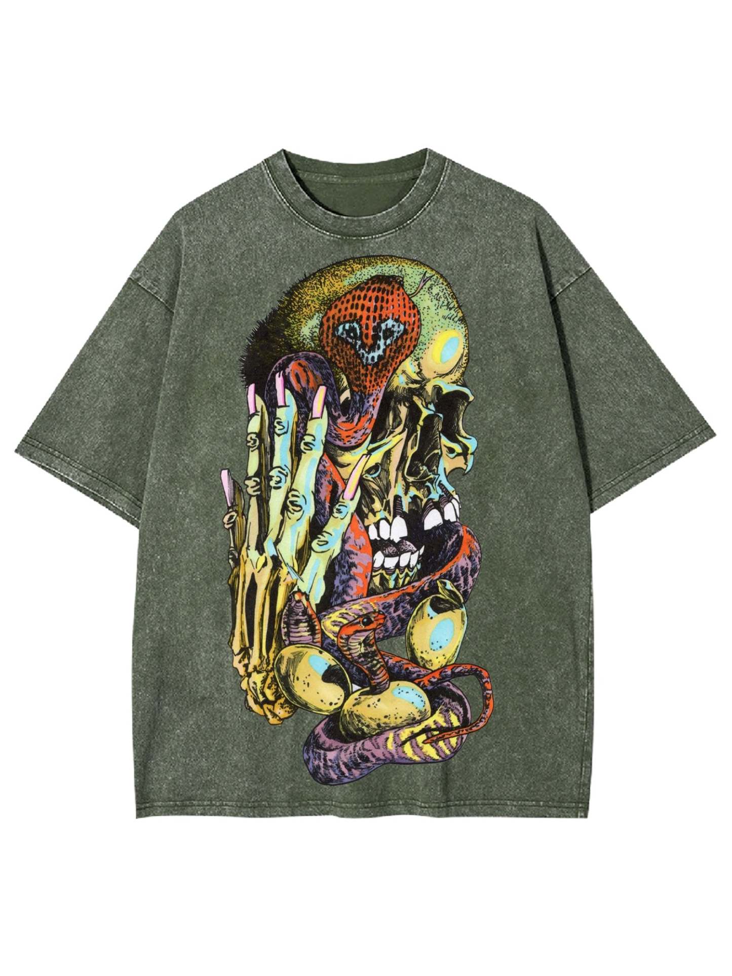 Bones And Snakes Washed Tshirt-ClassyOutlaw Sale