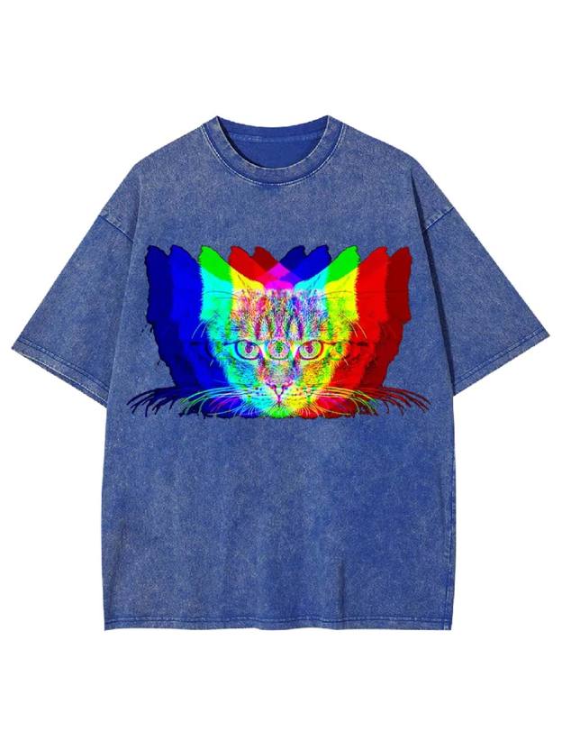 Trippy Cat Vision Washed Tshirt