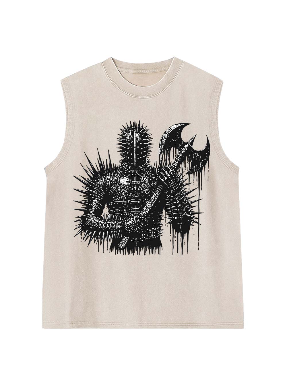 Spiked Warrior with Battle Axe Washed Tank Top