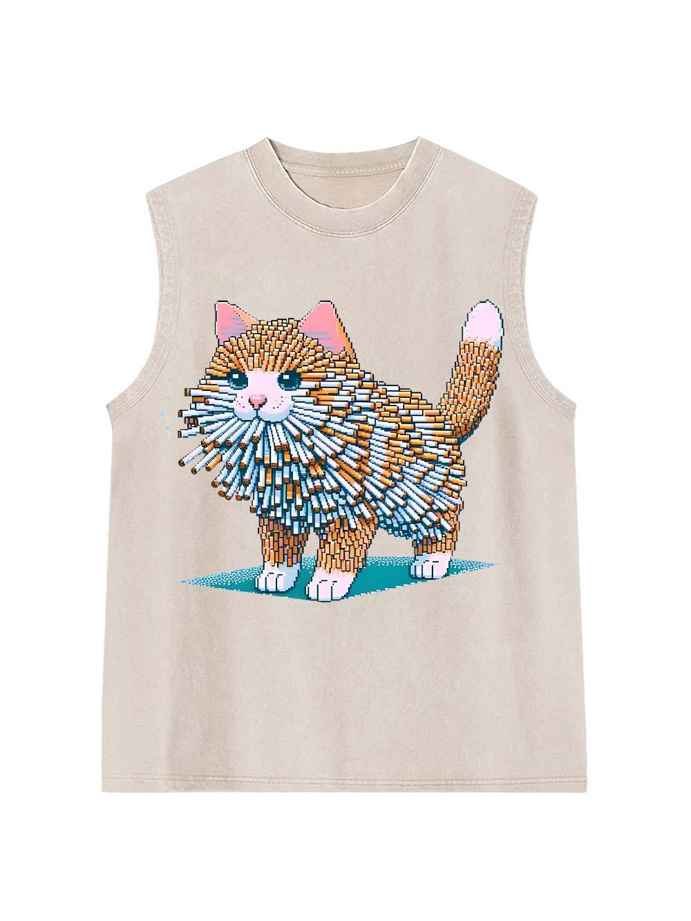 Cigarette Cat  Washed Tank Top