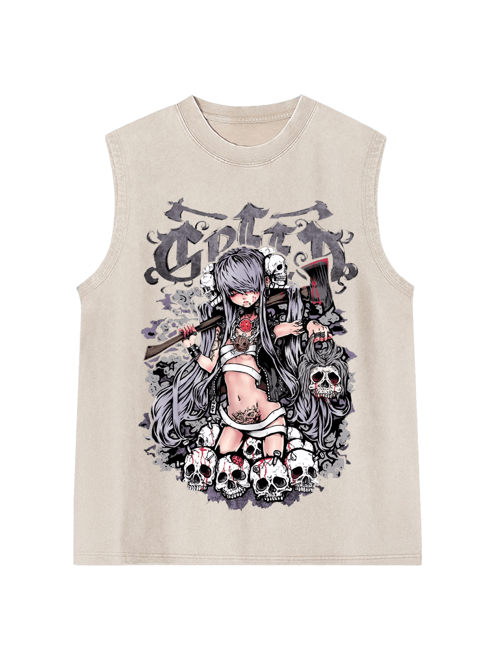 Queen of Skulls Washed Tank Top