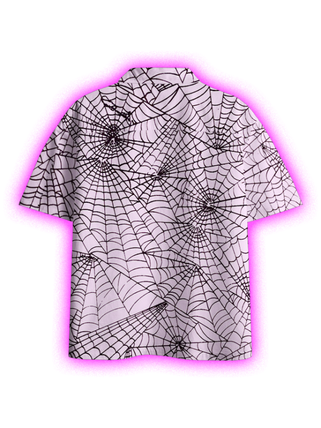 Intricate Spider Webs Button Up Pocket Shirt