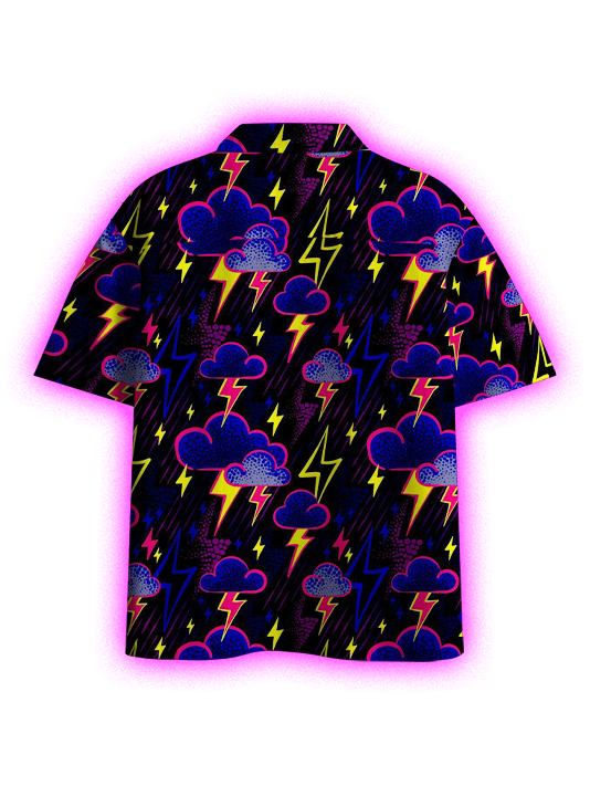 Electric Bolt Style Button Up Pocket Shirt