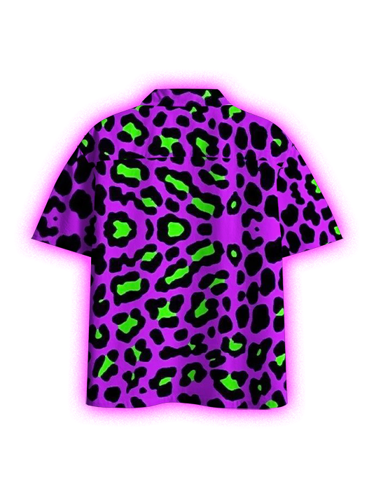Neon Leopard Button Up Pocket Shirt