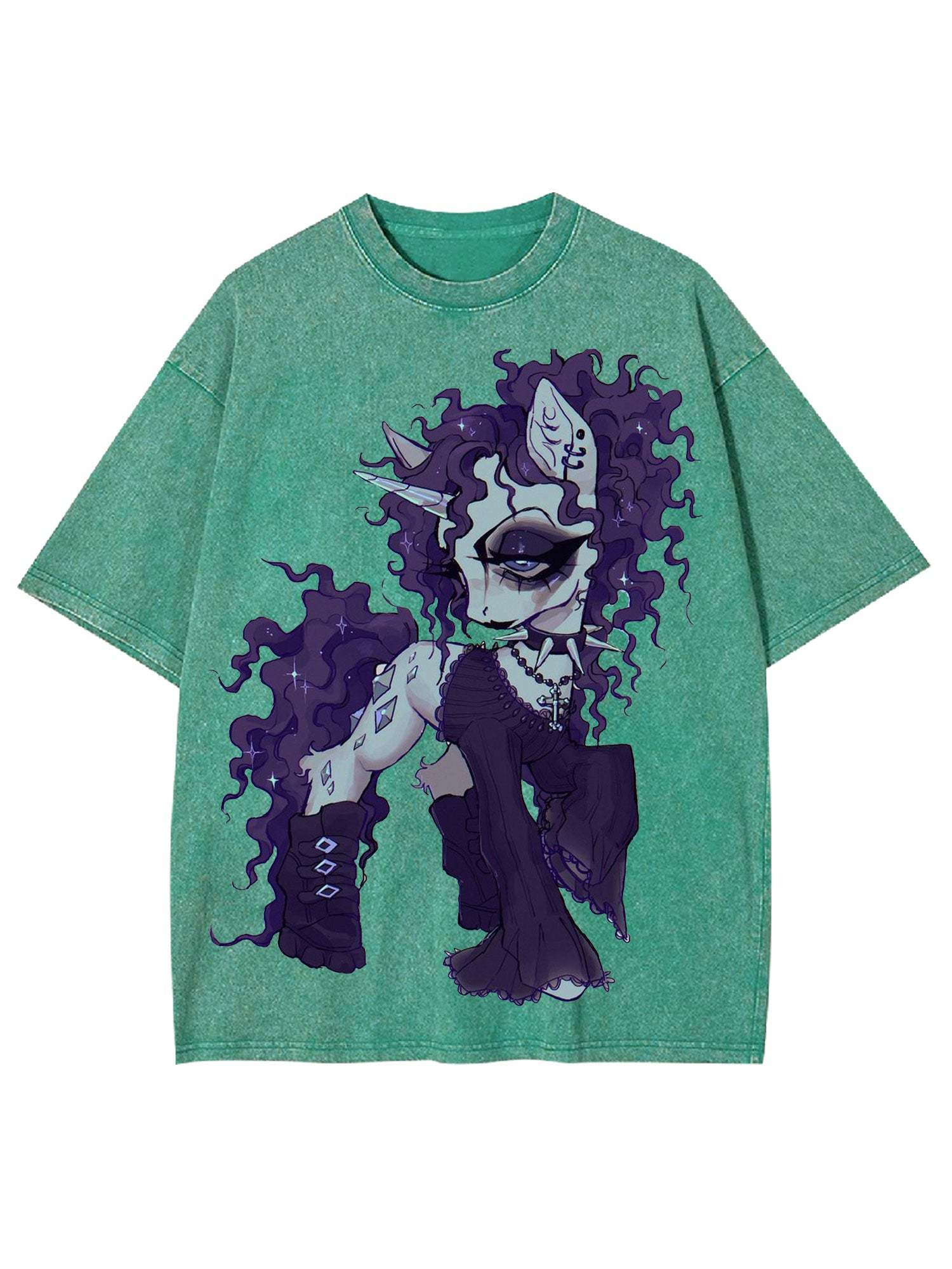 Punk Little Horse Washed Tshirt-ClassyOutlaw Sale