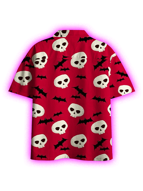Skulls and Bats Button Up Pocket Shirt