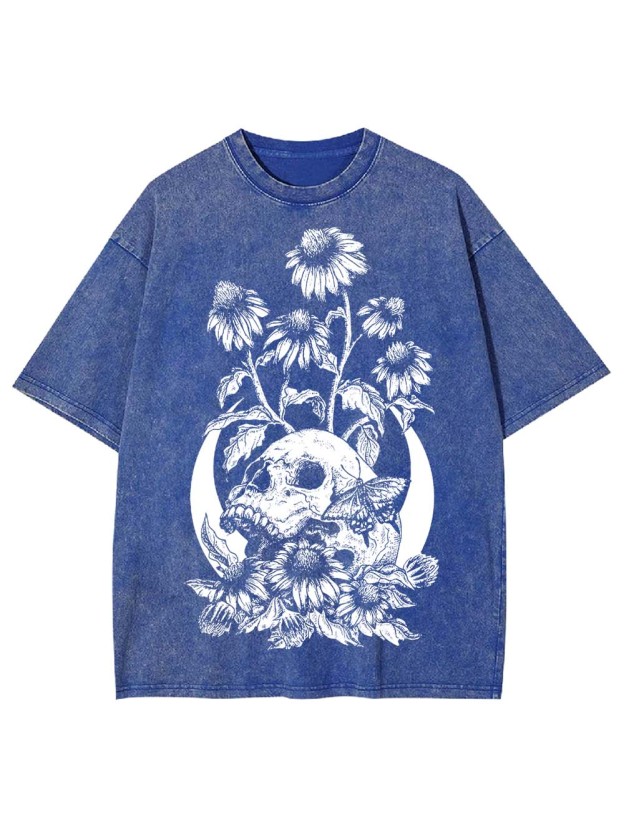 Floral Skull Washed Tshirt