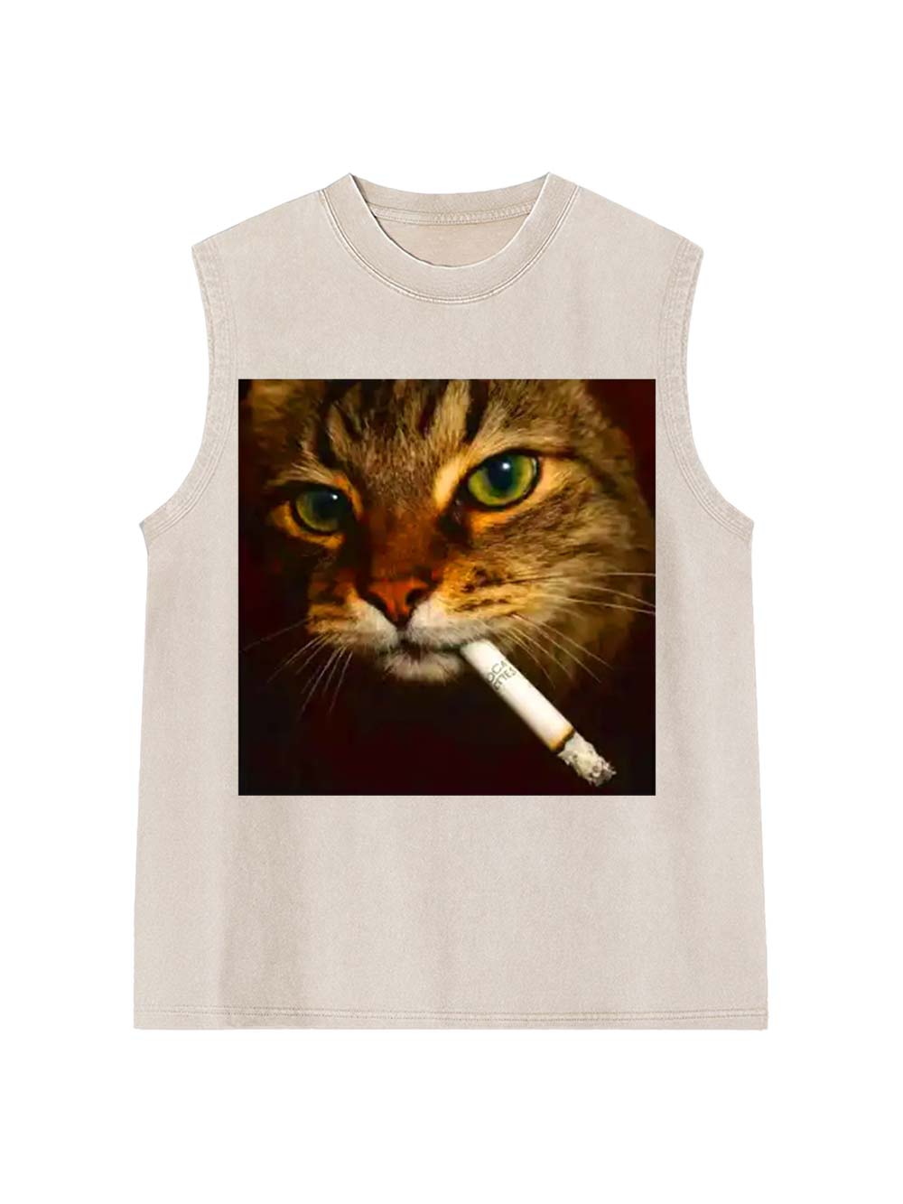 Smoking Cat Washed Tank Top