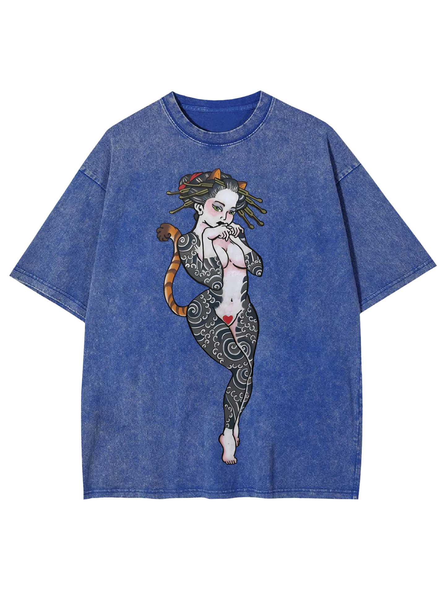 Tattooed Cat Siren Washed Tshirt