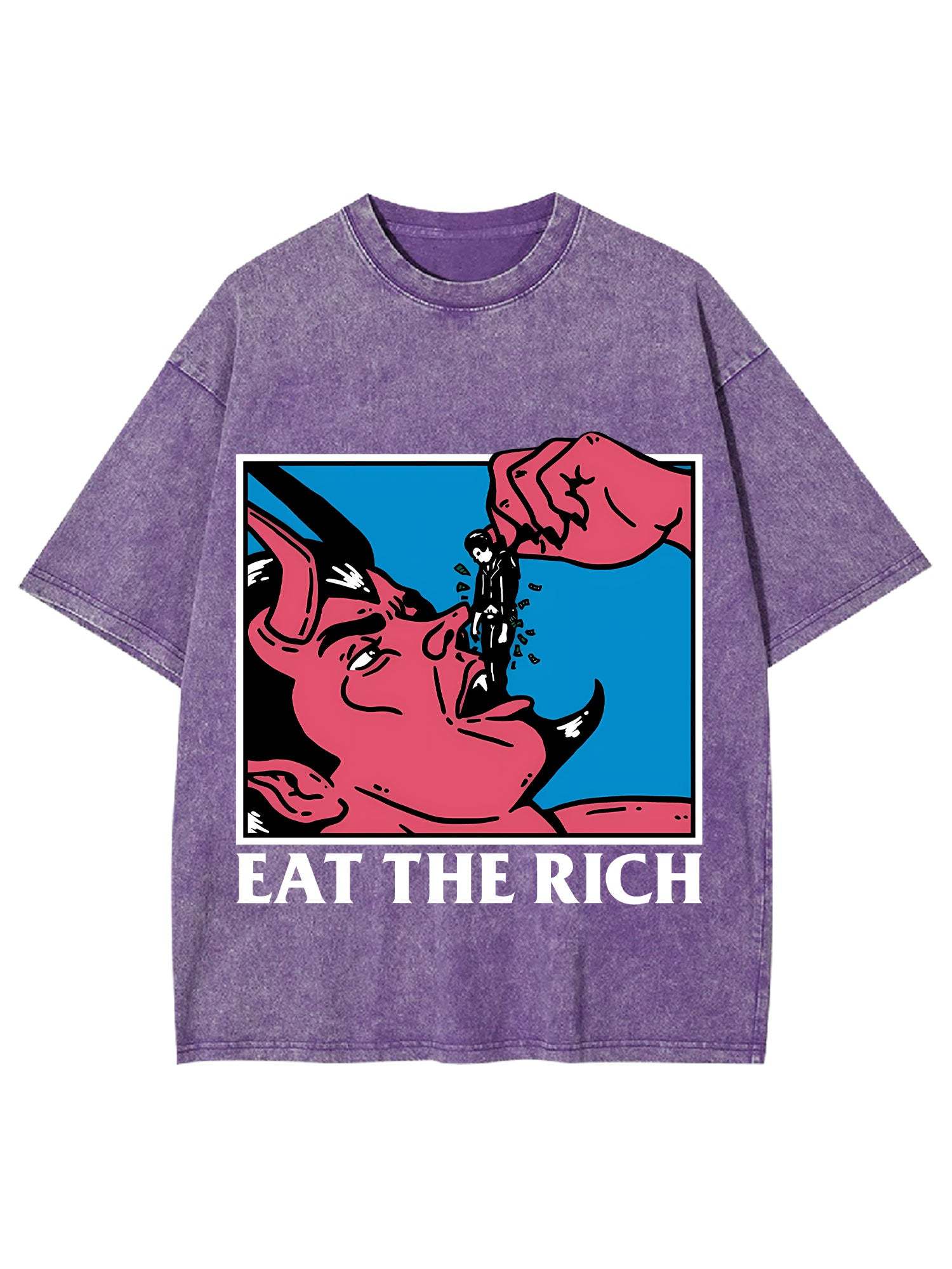 Eat The Rich Washed Tshirt-ClassyOutlaw Sale