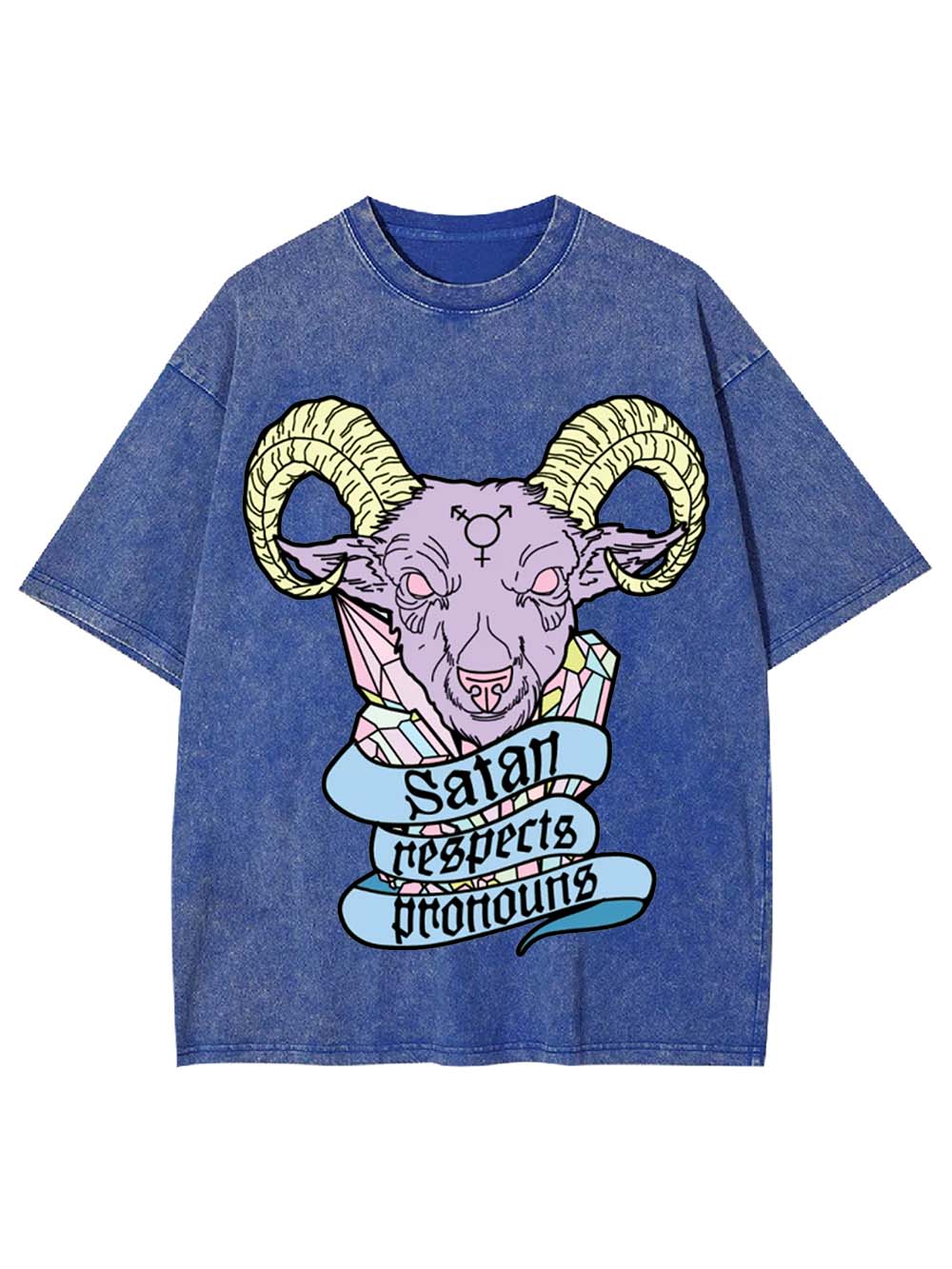 Satan Respects Pronouns Washed Tshirt