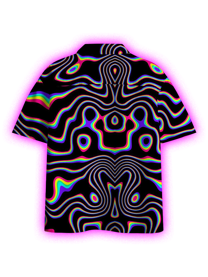 Psychedelic Waves Button Up Pocket Shirt