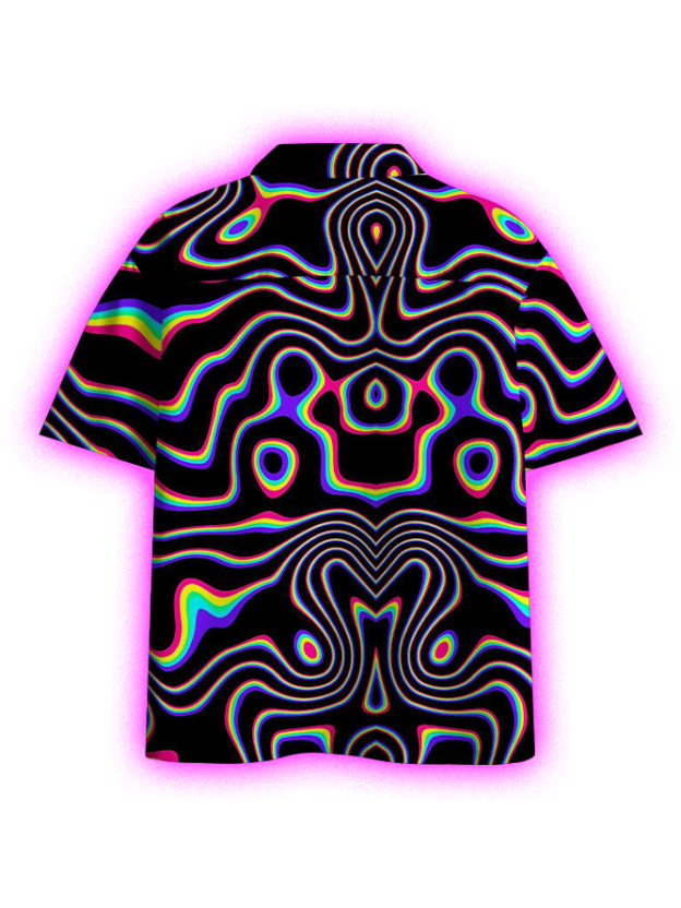 Psychedelic Waves Button Up Pocket Shirt