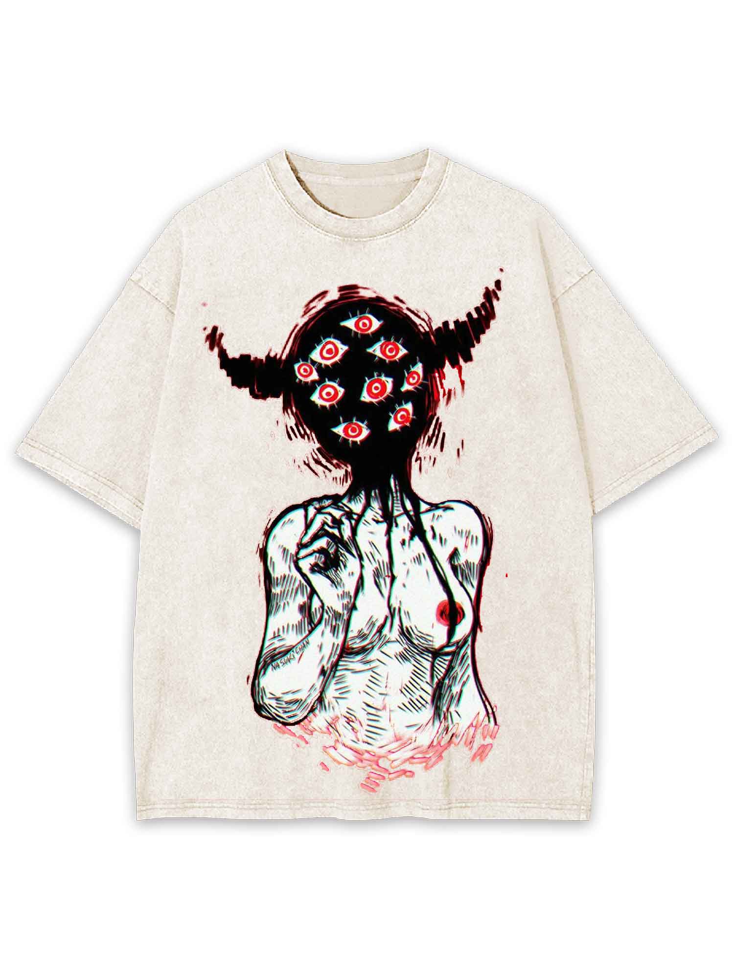 MULTI-EYED MONSTER WASHED TSHIRT