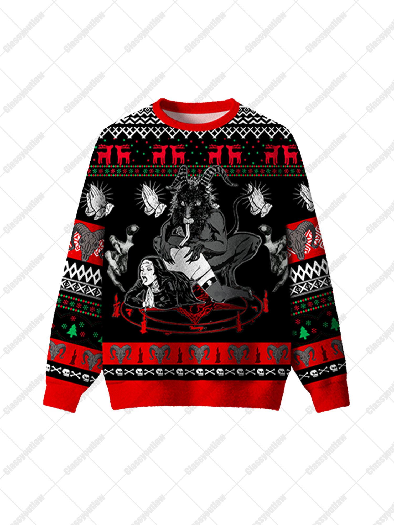 Embrace of the Demon UGLY CHRISTMAS SWEATSHIRT-ClassyOutlaw Sale