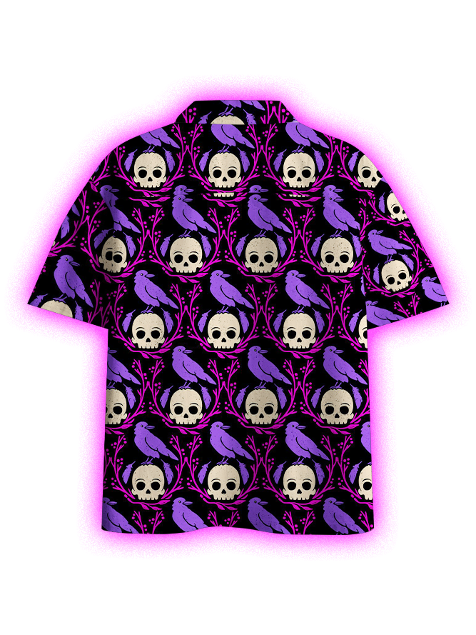 Skull and Raven Button Up Pocket Shirt