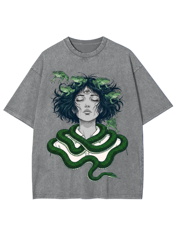 Serpent-Frog Girl Washed Tshirt