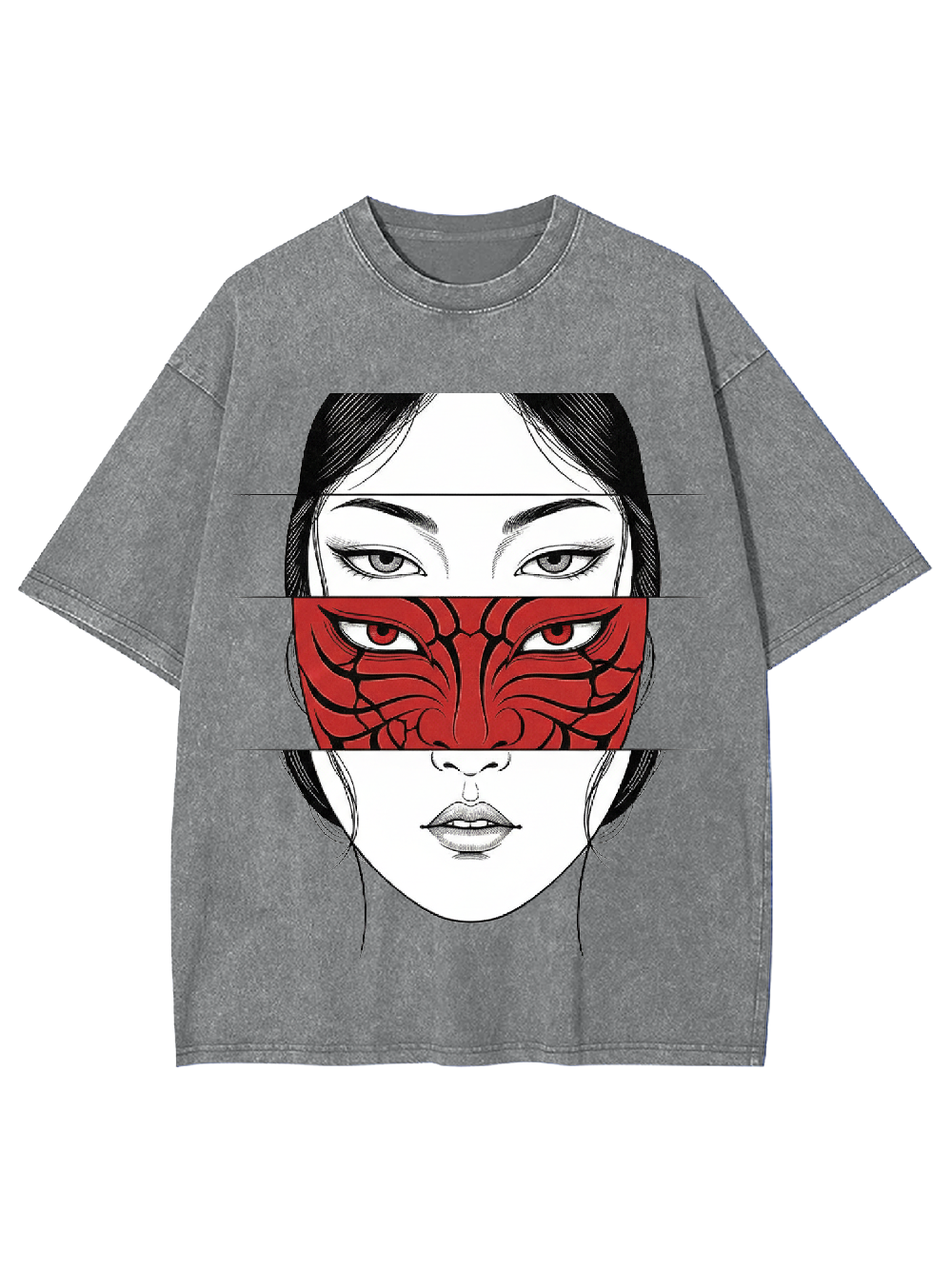 Crimson Mask Illusion Washed Tshirt