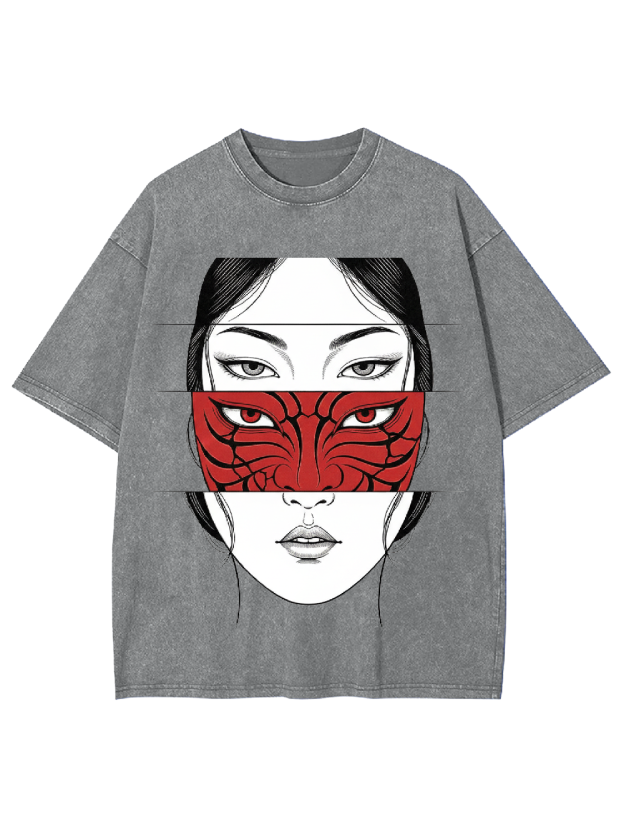 Crimson Mask Illusion Washed Tshirt