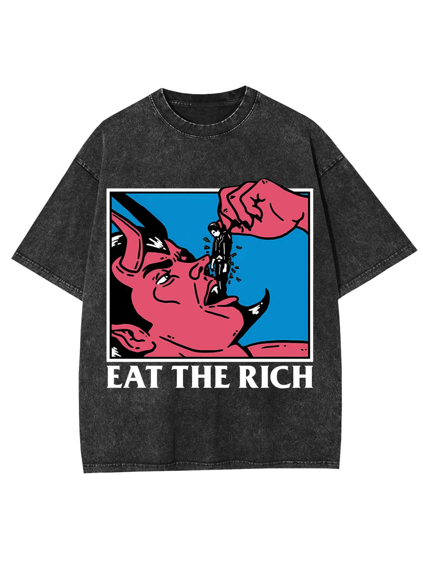 Eat The Rich Washed Tshirt-ClassyOutlaw Sale