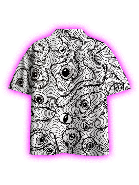 Wave of Eyes Button Up Pocket Shirt