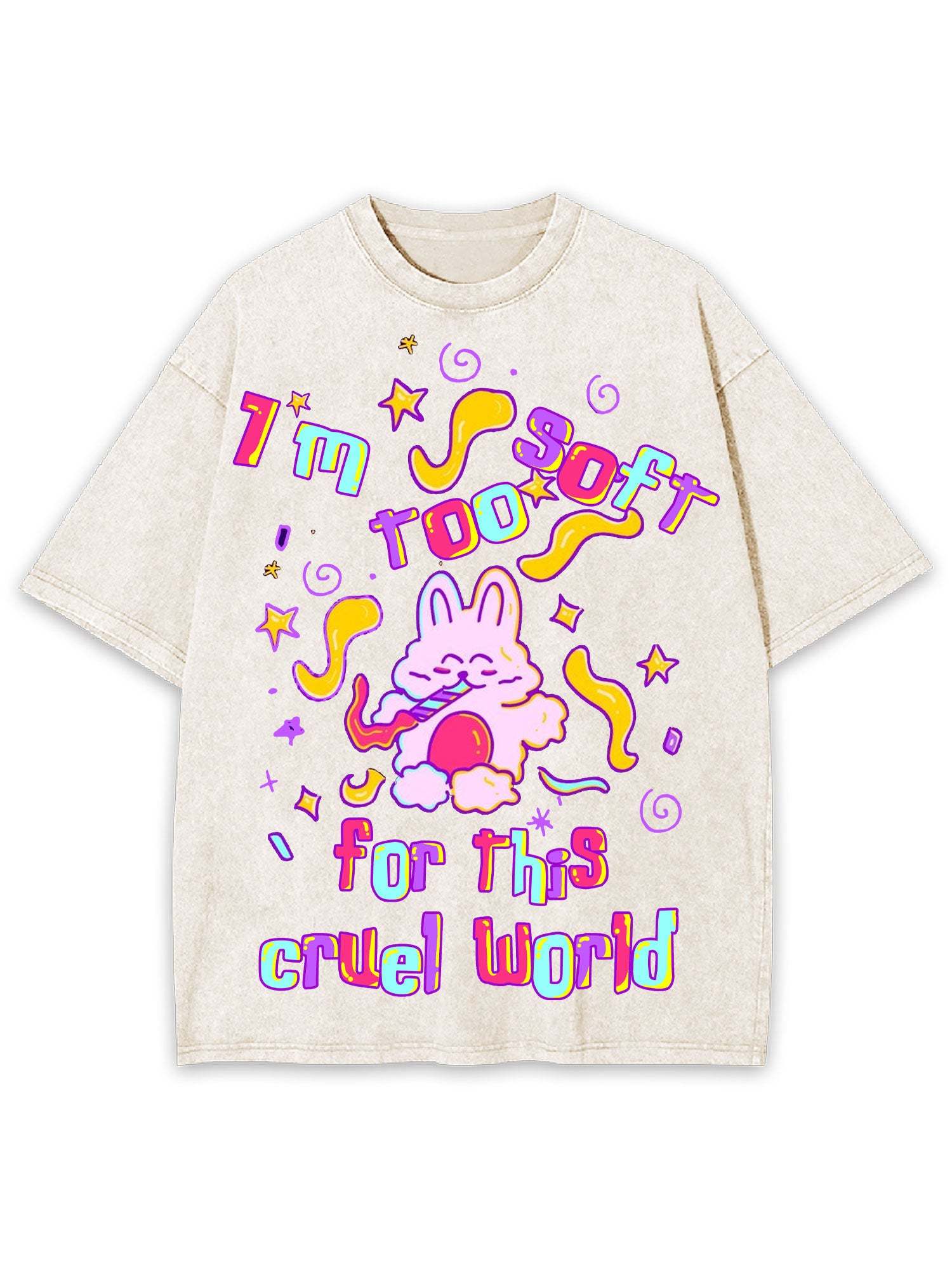 I'm Too Soft For This Cruel World Washed Tshirt-ClassyOutlaw Sale