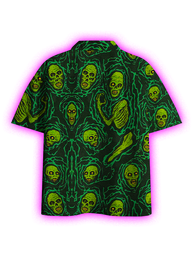 Eerie Green Spirits Button Up Pocket Shirt