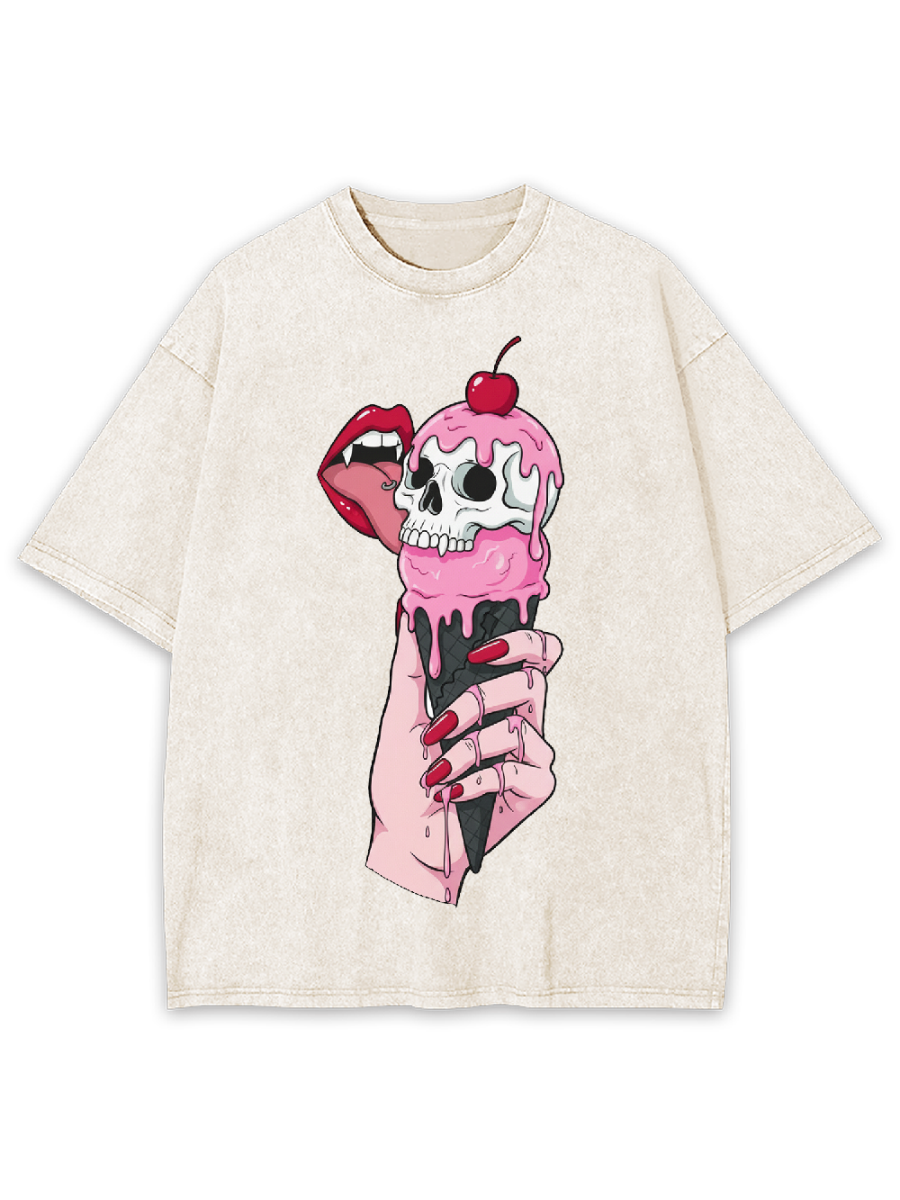Skull Ice Cream Washed Tshirt