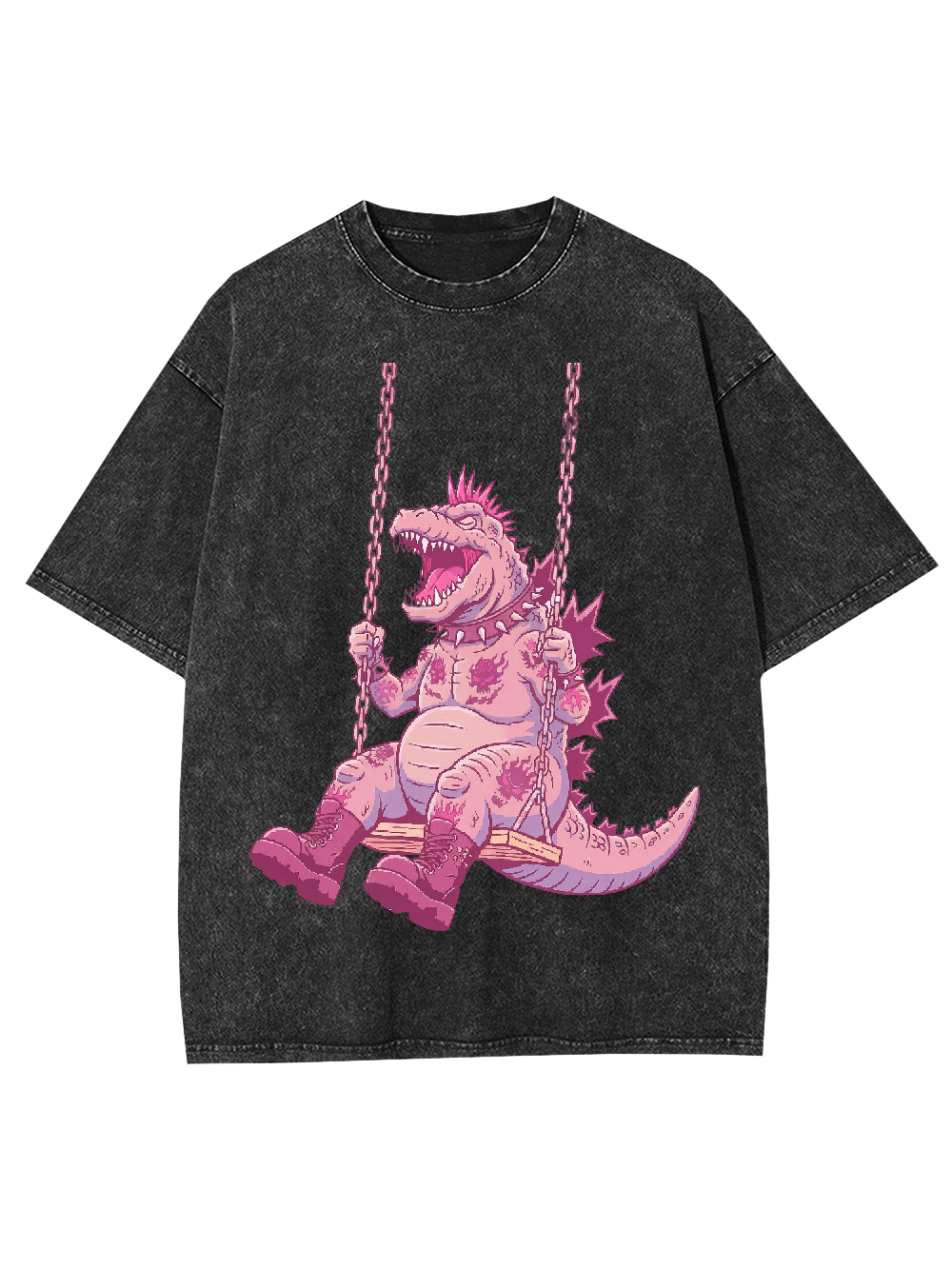 Swinging Pink Dino Washed Tshirt
