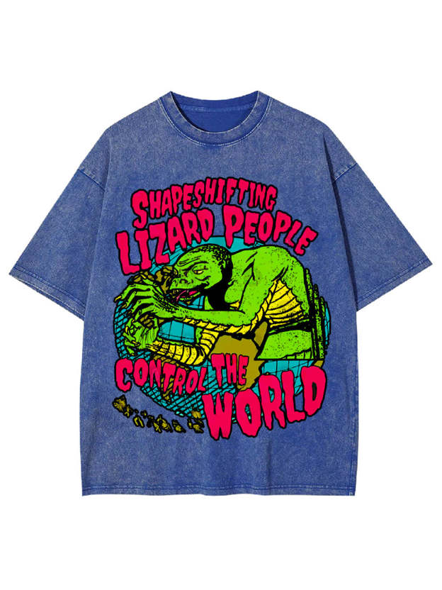 Reptilian Masters Of The World Washed Tshirt