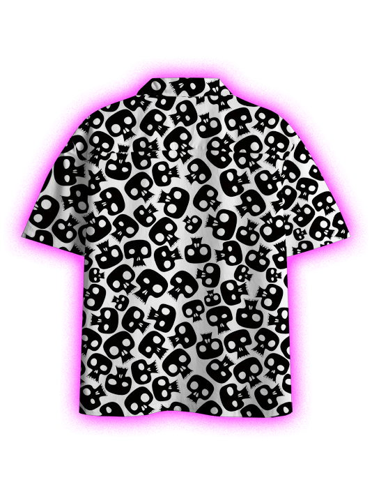 Skull Chaos Pattern Button Up Pocket Shirt