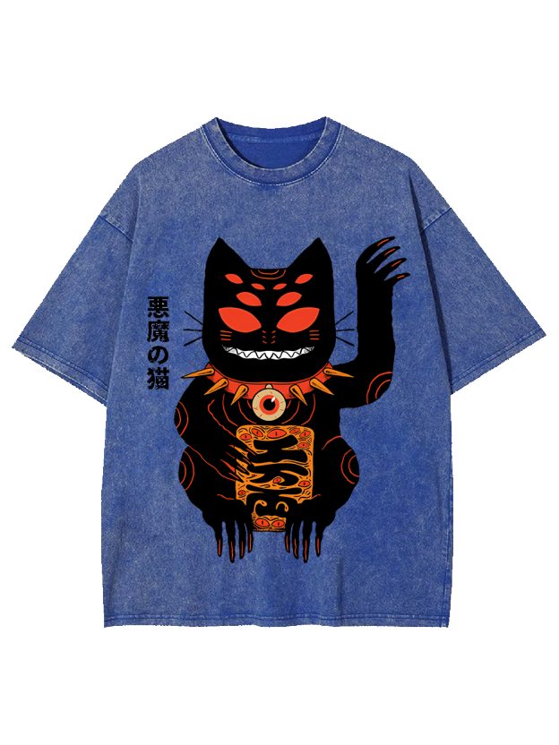 Demonic Cat Washed Tshirt