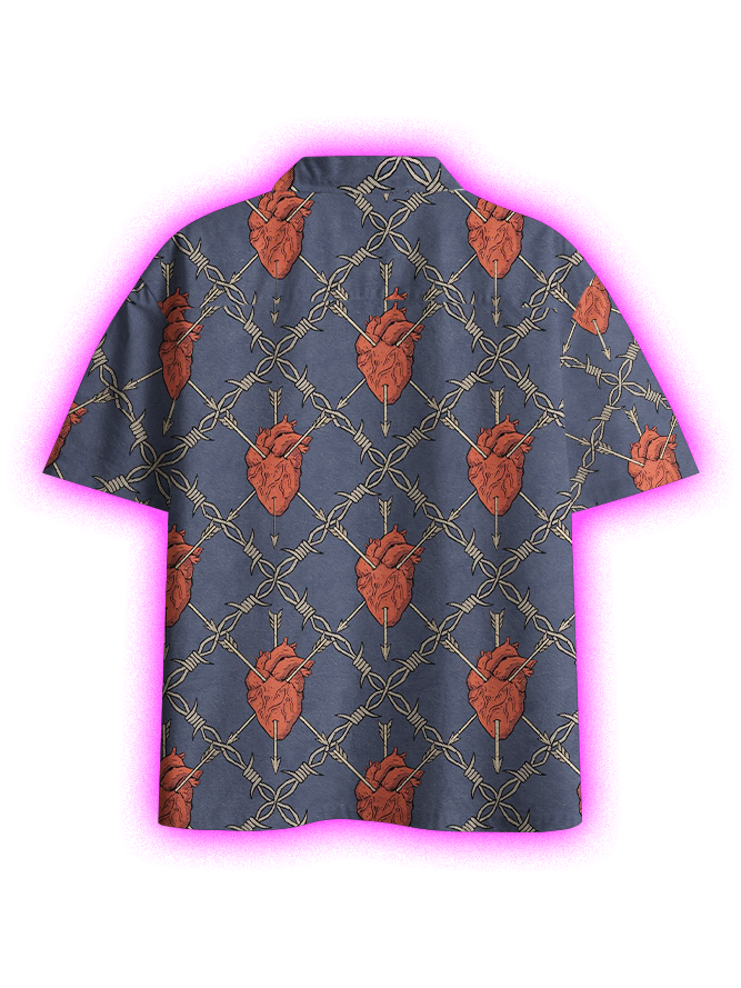 Hearts And Barbed Wire Button Up Pocket Shirt