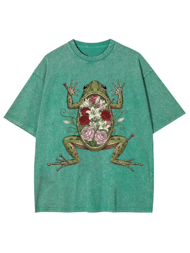 Floral Organs Frog Washed Tshirt
