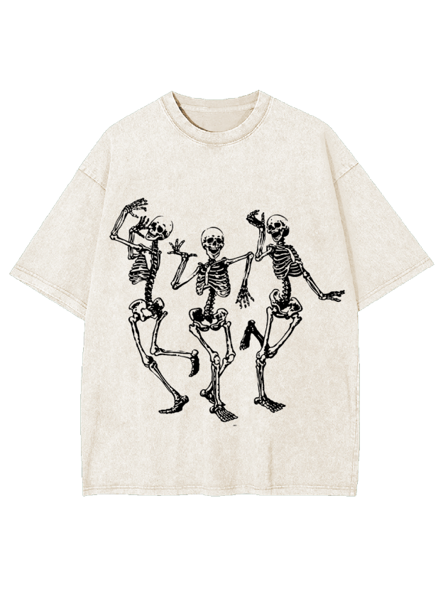DANCING SKELETONS WASHED TSHIRT