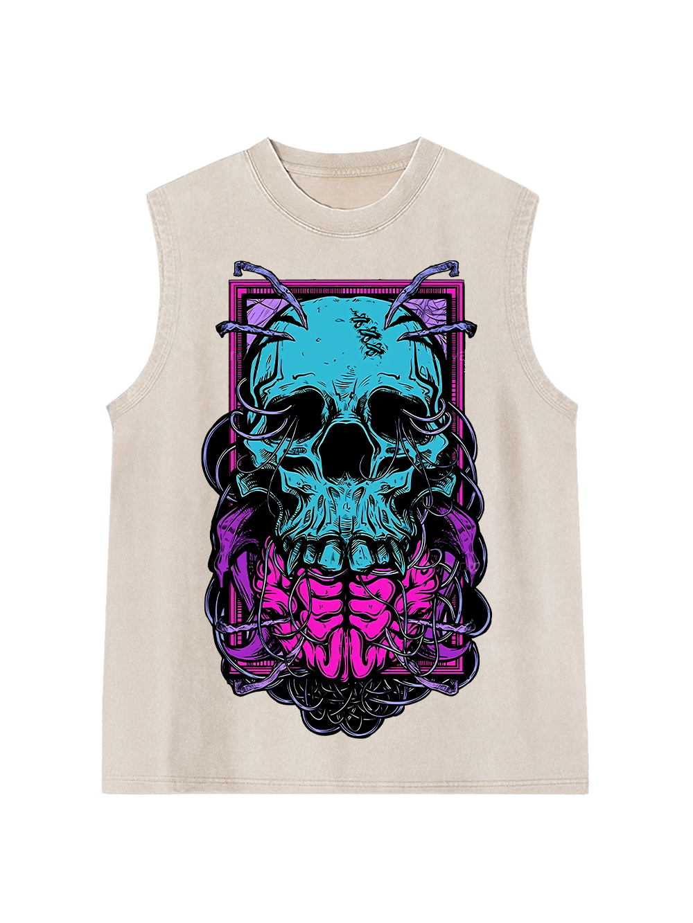 Cyber Skull Washed Tank Top