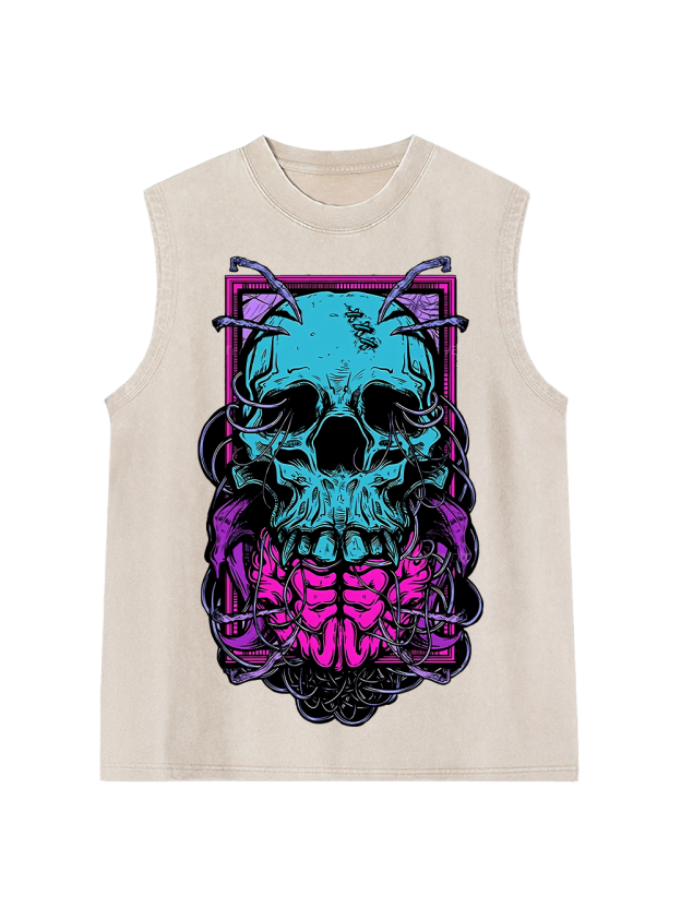 Cyber Skull Washed Tank Top