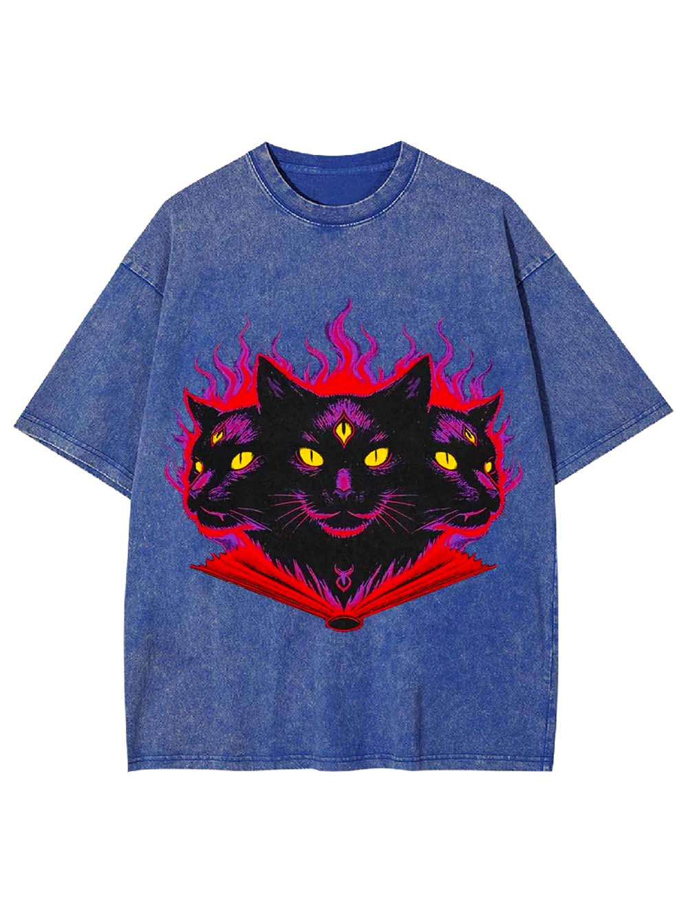 THREE-HEADED MYSTIC CAT WASHED TSHIRT