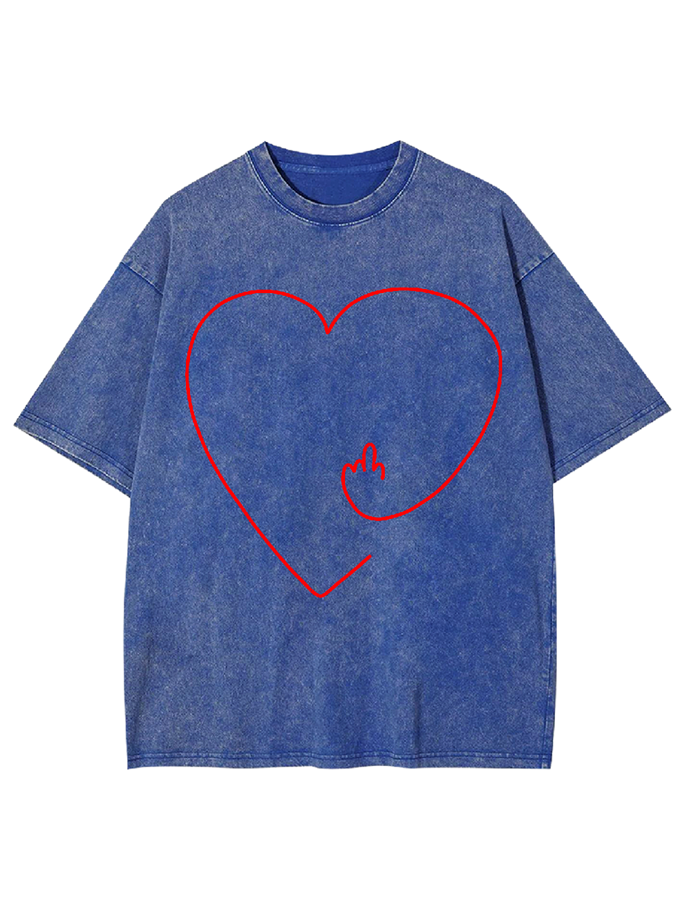 Middle Finger Heart Washed Tshirt