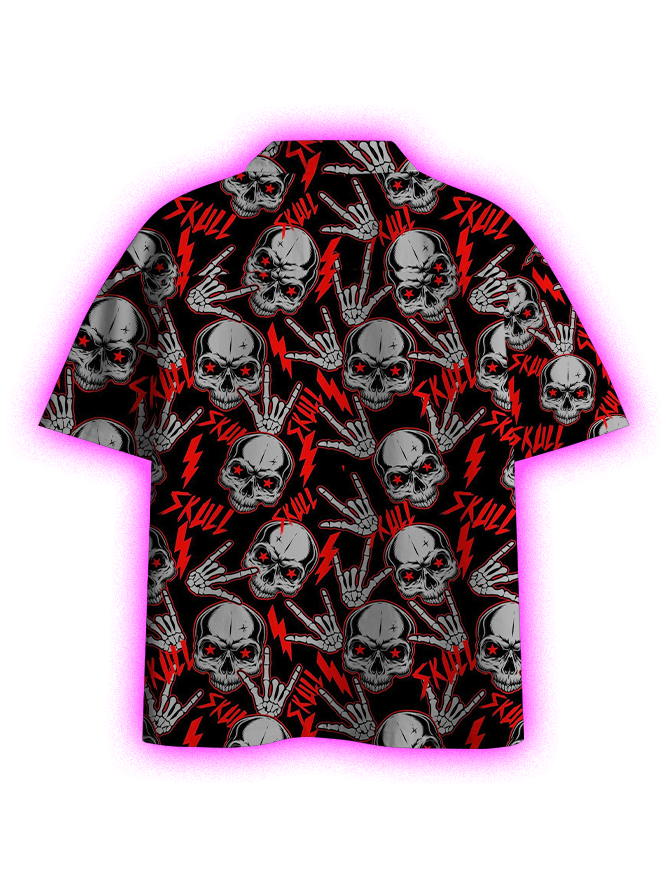 Dark Skeleton Button Up Pocket Shirt