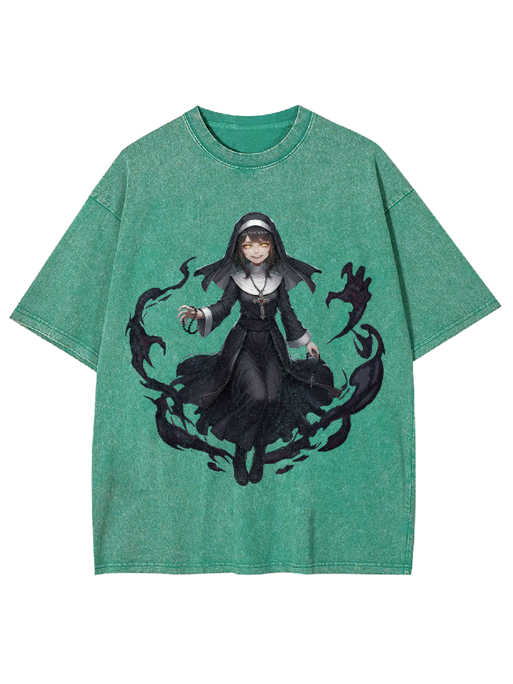 Dark Comic Nun Washed Tshirt