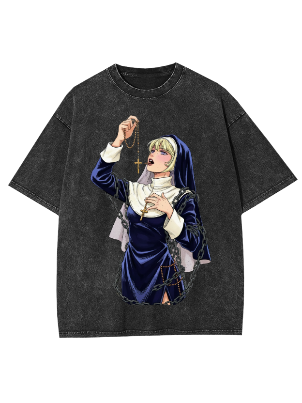 Licking Manga Nun Washed Tshirt