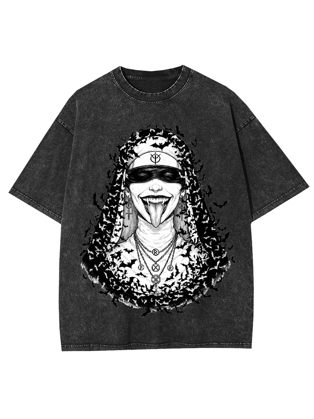 Bat Goth Nun Washed Tshirt