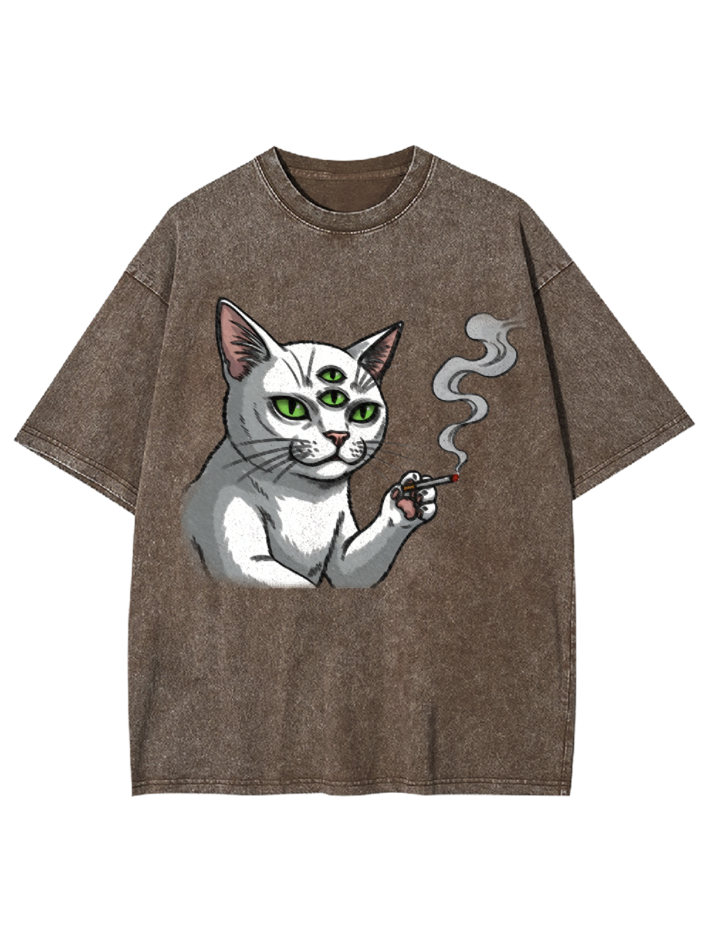 The Unruly Smoking Cat Washed Tshirt