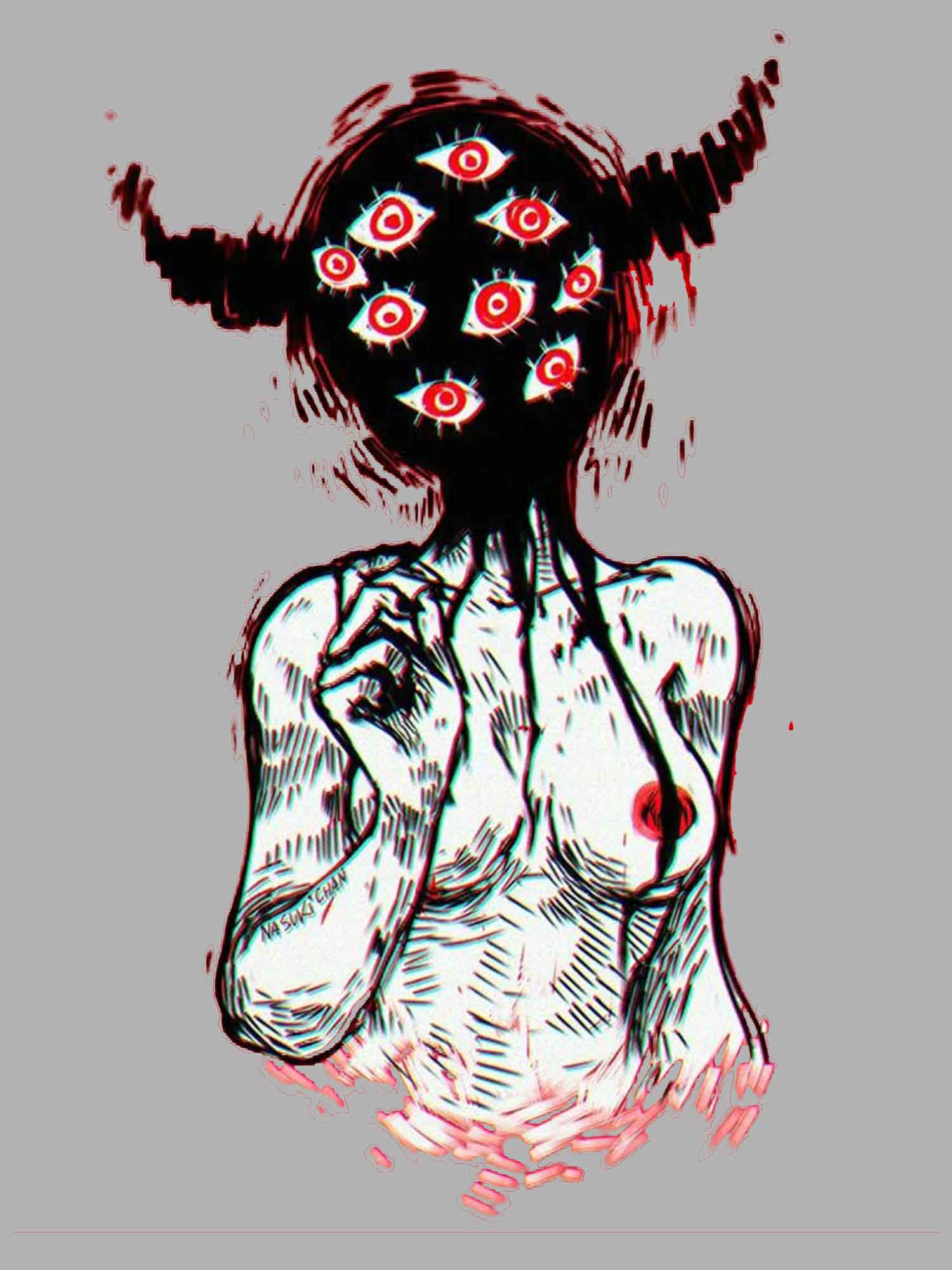 MULTI-EYED MONSTER WASHED TSHIRT