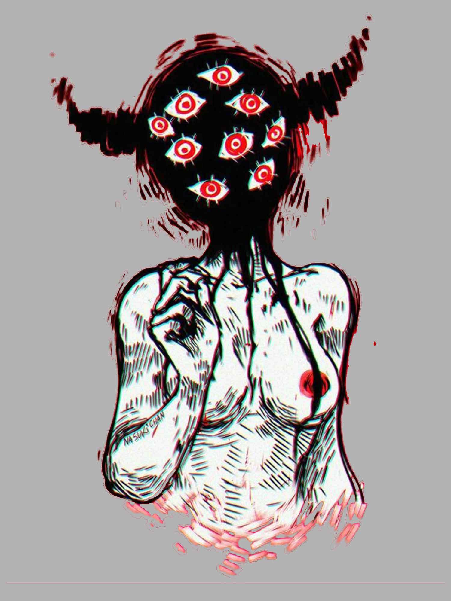 MULTI-EYED MONSTER WASHED TSHIRT