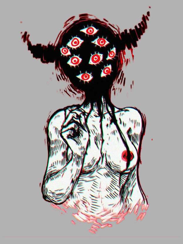 MULTI-EYED MONSTER WASHED TSHIRT